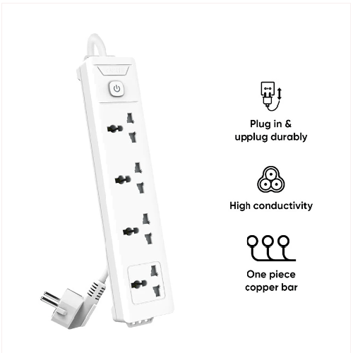 Deli ET404 2 Pin 4 Port White 5 Meter Power Strip Price in Bangladesh