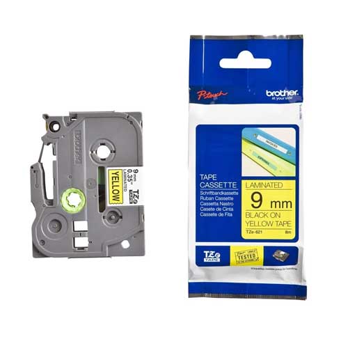 Brother TZE-621 (9mm X 8M) Black on Yellow Tape Cartridge Price in Bangladesh